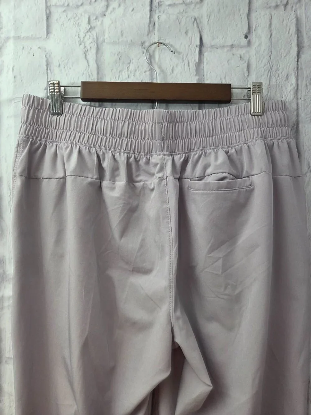 Apana Large Light Lavender Gray Drawstring Scalloped Jogger Pants Spring Casual